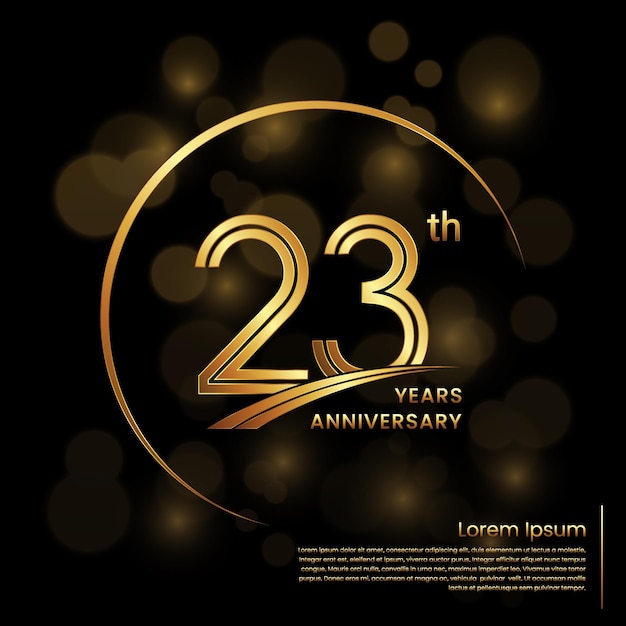 Дизайн логотипа 23-й годовщины с двойными номерами. Золотой юбилейный шаблон. Шаблон векторного логотипа.