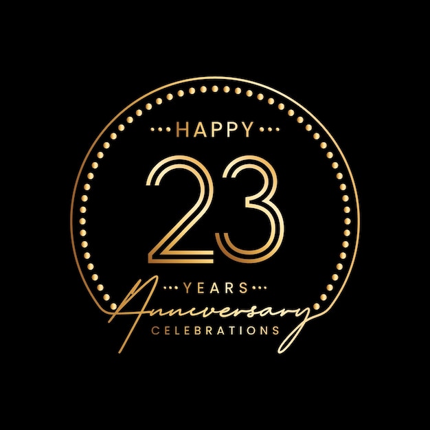 Vettore logo del 23° anniversario con uno stile semplice e lussuoso e un concetto di testo scritto a mano