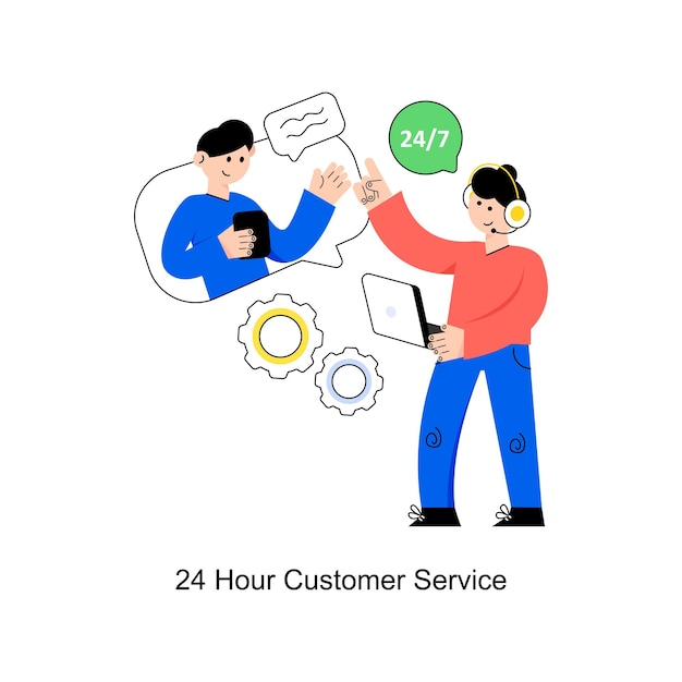 Vector 24 hour customer service flat style design vector illustration stock illustration