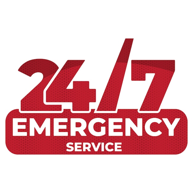 Vector 24 hour emergency service label design