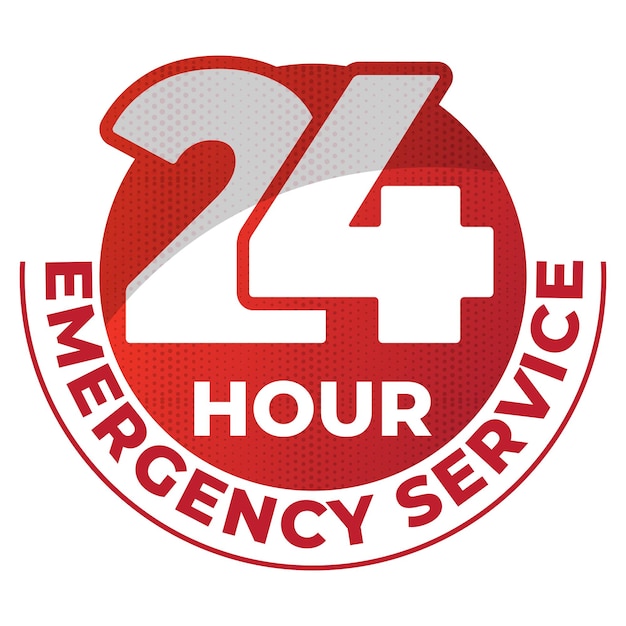 Vector 24 hour emergency service label design