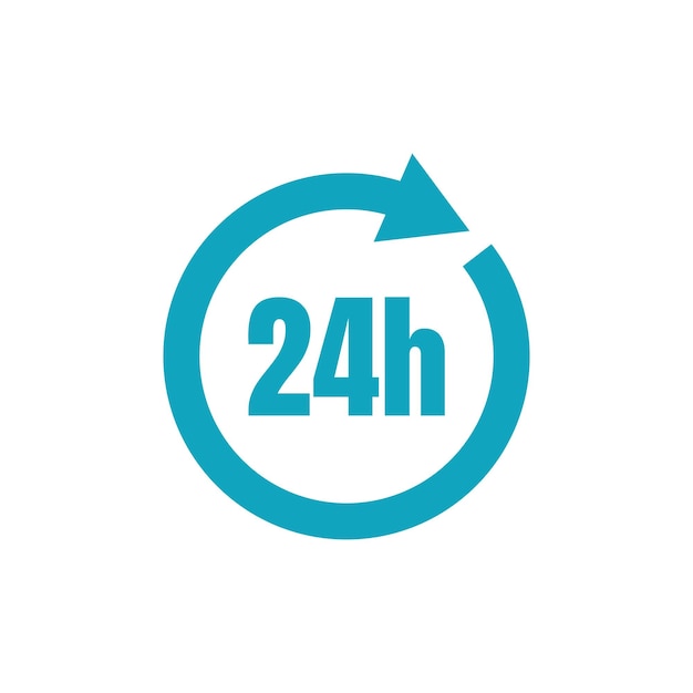 24 hour icon vector Full rotation blue concept elegant full time icon 24 hours concept