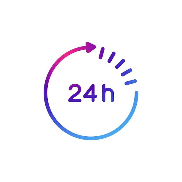 24 hour icon with gradient purple effect