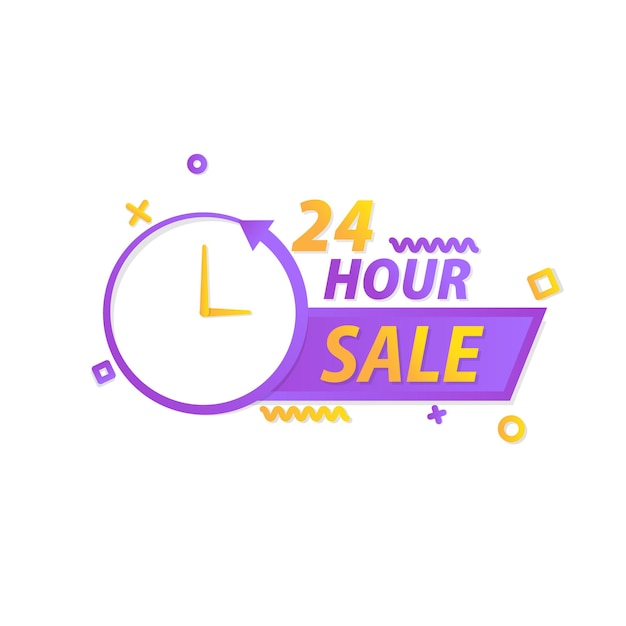 24 Hour sale tag with clock