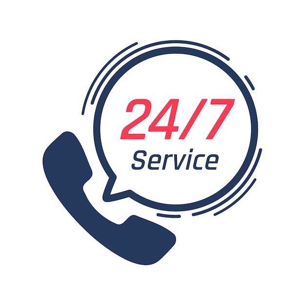 Icona del servizio 24 ore su 24 bolle vocali supporto telefonico che consulta i problemi dei clienti