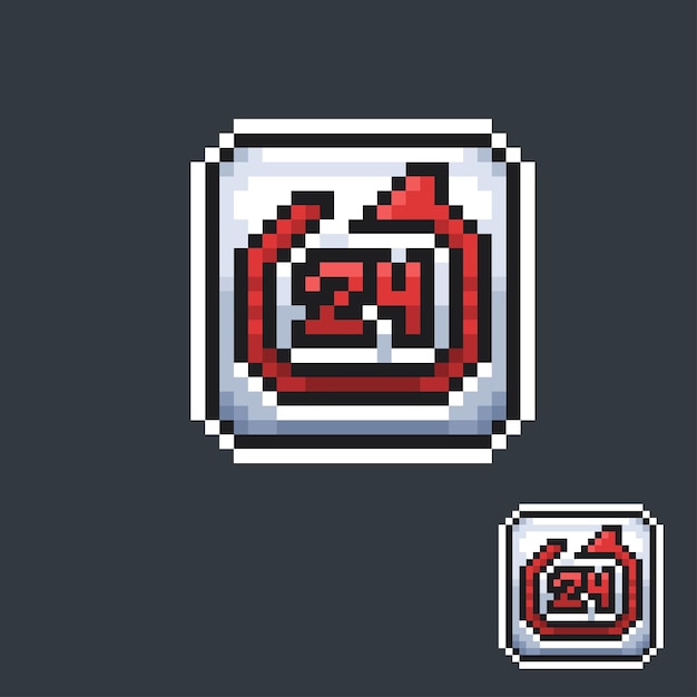 24 hour sign in pixel art style