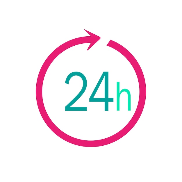 24 hours a day service icons set countdown timer