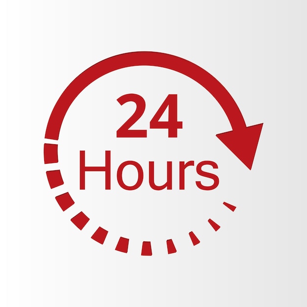 24 Hours icon. Clock, time icon. Vector logo, stock illustration.