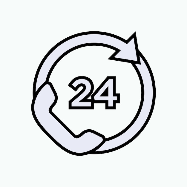 24 Hours Icon Customer Service Time Symbol Vector