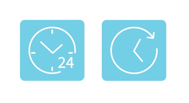 24 hours icon on white background Time and clock line icons Vector illustration