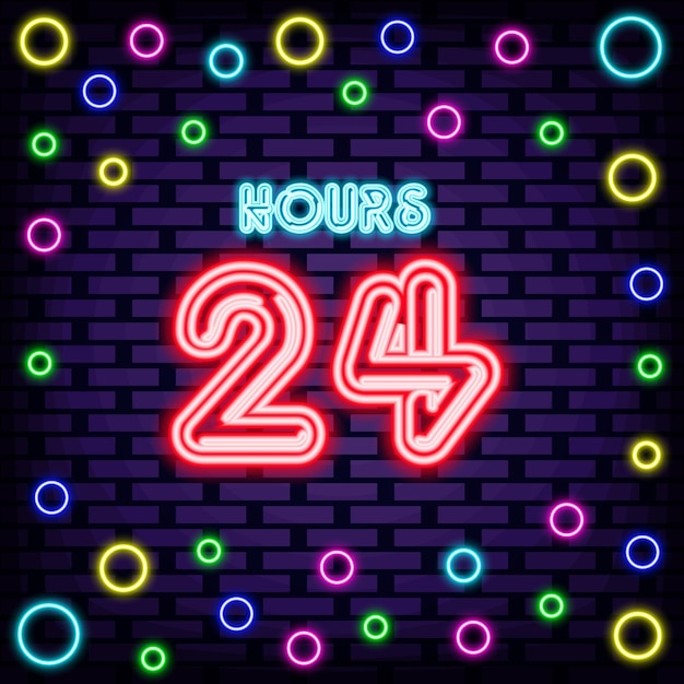 24 hours Neon quote Neon script Light art