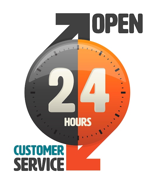 Vector 24 hours open customer service icon