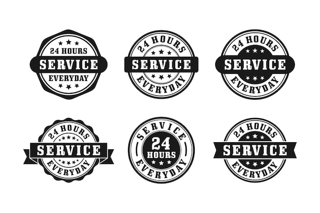 Vector 24 hours service everyday badge design stamp collection