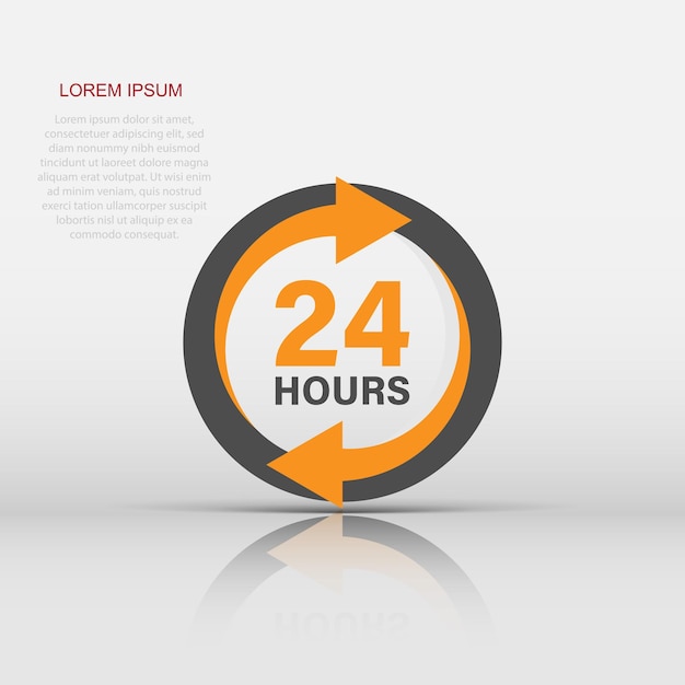 24 hours service icon in flat style All day business and service vector illustration on isolated background Quick service time sign business concept