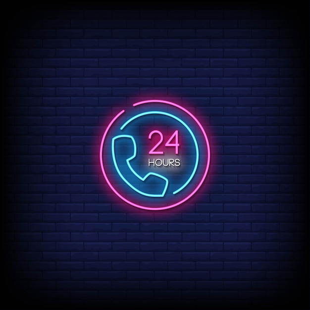 24 hours service Neon Signs Style Text  