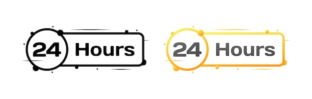 Vettore segni a 24 ore giallo piatto icone a 24 ore icone vettoriali