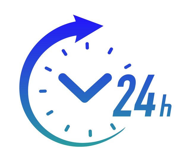 24 hours timer vector symbol black color