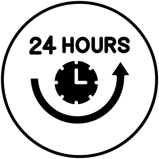 Vector 24 hours vector icon illustration of time and date iconset