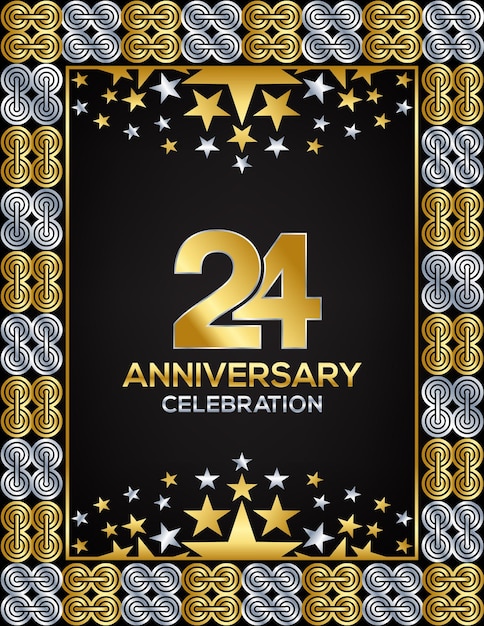 Vector 24 jaar jubileumdag luxe goud- of zilverkleurig gemengd ontwerpbedrijf of bruiloft gebruikt