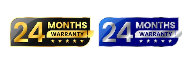 24 maanden garantie label badge icoon logo parallelogram rombus vorm met gouden en zilveren kleur