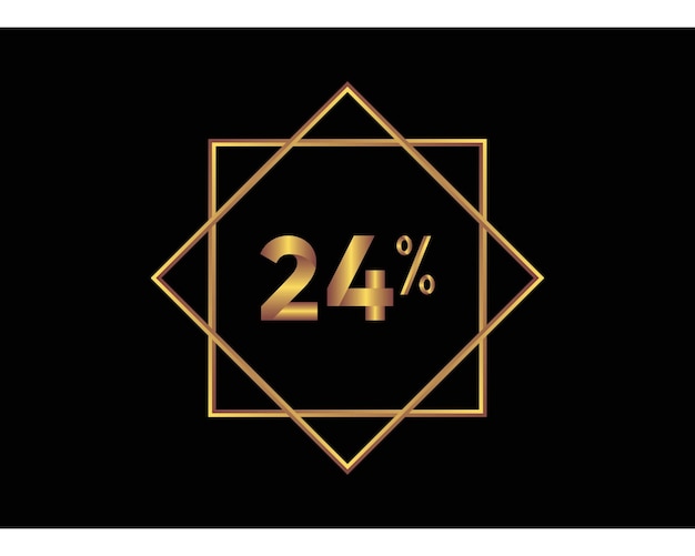 Vector 24 percent on black background gold vector image