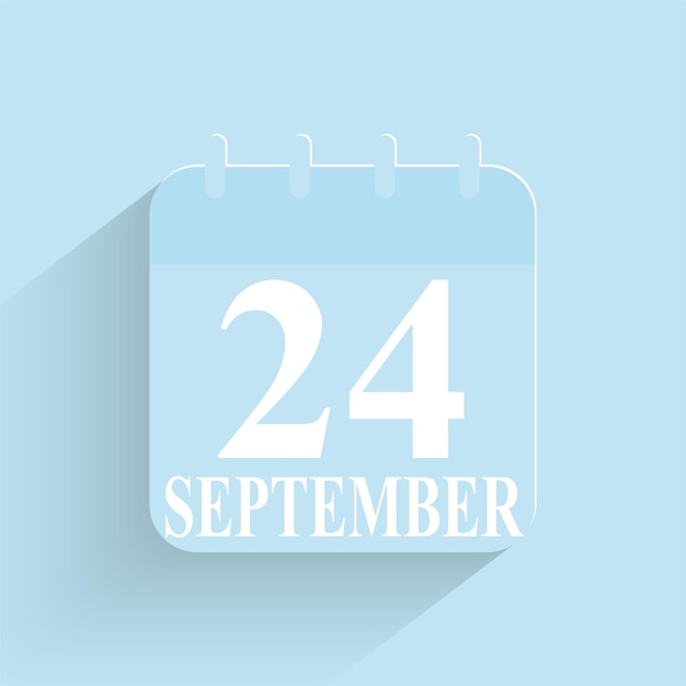24 september Dagelijks kalenderpictogram Datum en tijd Dag Maand Vakantie Plat ontworpen vectorillustratie