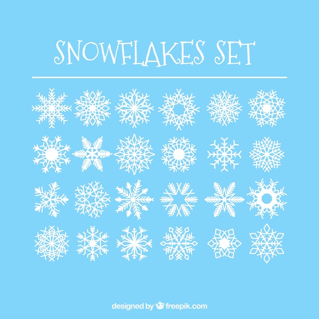 Vector 24 simple snowflakes set