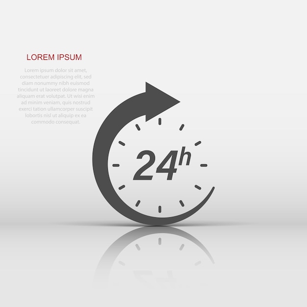 24 uur klok icoon in platte stijl Timer countdown vector illustratie op geïsoleerde achtergrond Tijd meet teken bedrijfsconcept