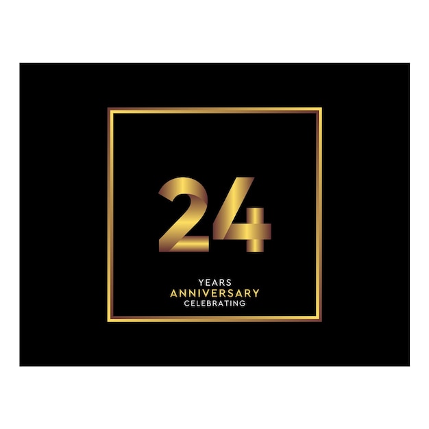 24 year anniversary with gold color square