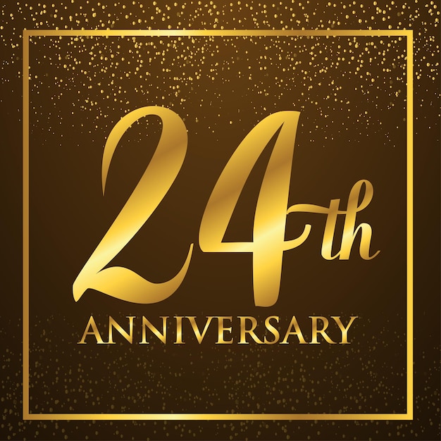 24 years anniversary logo template on gold color. celebrating golden numbers design elements