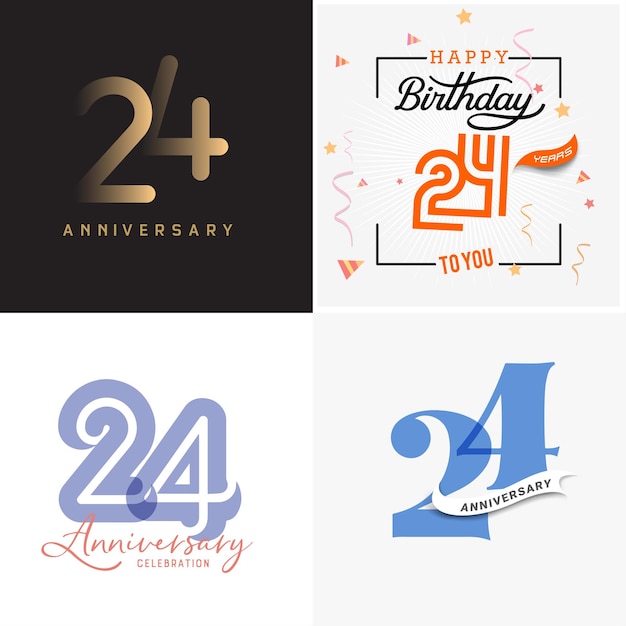 24 years anniversary vector number icon birthday anniversary design