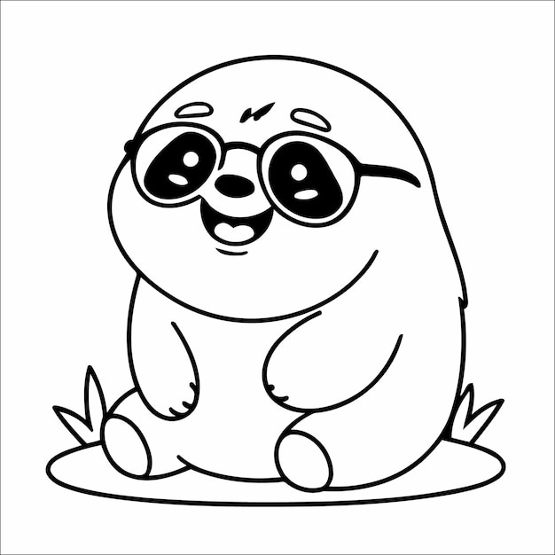 Vector 245 cute sloth kawaii vector coloring page for kids