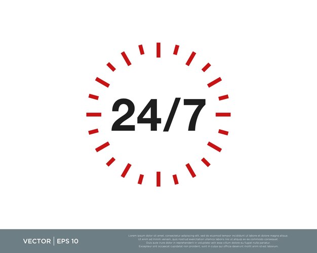 247 hours icon vector design editable resizable eps 10