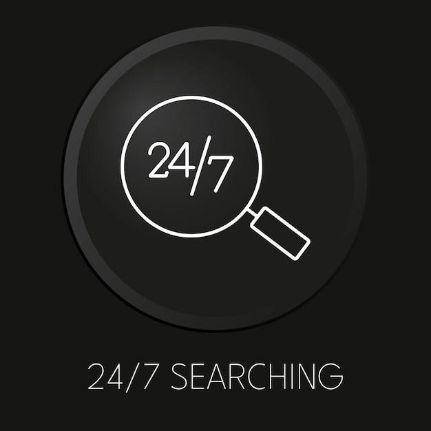 247黒の背景に分離された3Dボタンで最小限のベクトル線アイコンを検索プレミアムベクトル