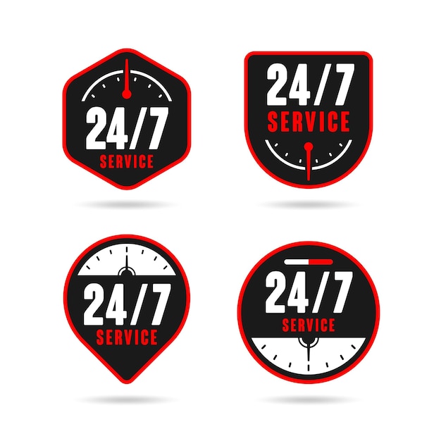 247 Service badge rood zwart vector design collectie