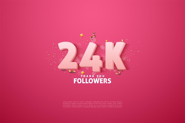 24k followers background with delicate and soft pink numbers