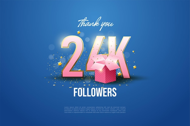 24k followers with numbers and gift box illustration