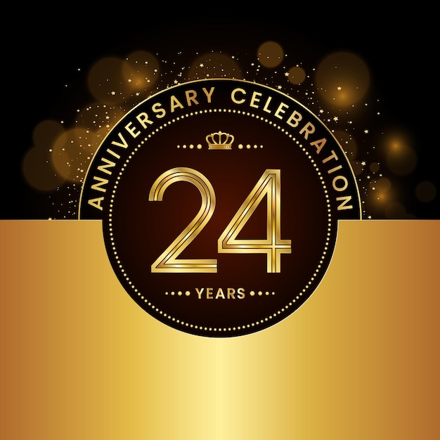 24th Anniversary Celebration Template design in golden color Modern style Logo Vector Template