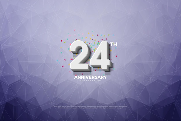 크리스탈 종이 배경에 3D 숫자가 있는 24주년
