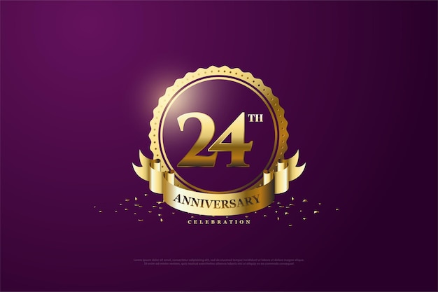 24th Anniversary with gold numbers and symbols