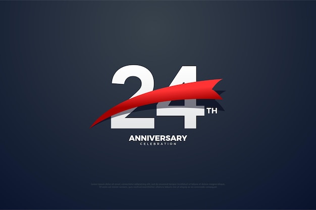 24th Anniversary with spiky red numbers and images