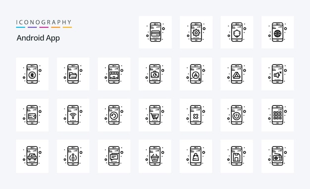 25 Android App Line-pictogrampakket