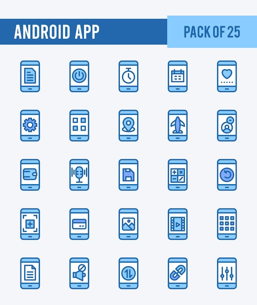 25 Android App Lineal Color icon pack vector illustratie