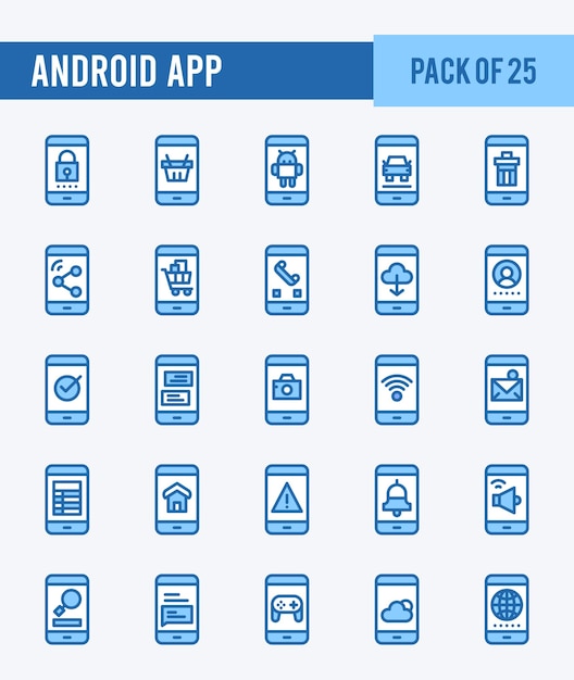 25 Android App Lineal Color icon pack vector illustration