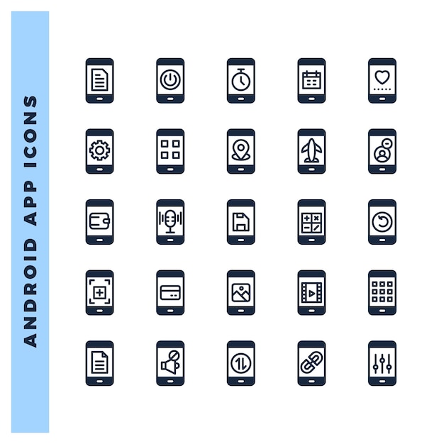 25 Android App Lineal Fill Icon Pack vector illustratie