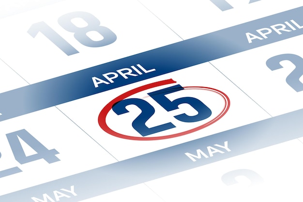25 april 2025 year calendar day illustration