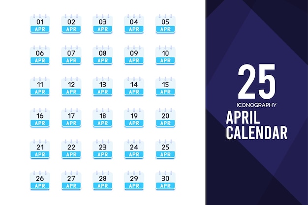 25 April Calendar Flat icon pack vector illustration