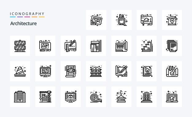 25 Architecture Line icon pack