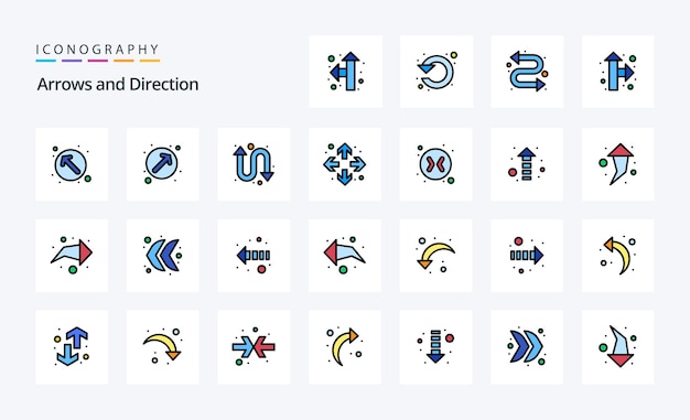 25 arrow line filled style icon pack