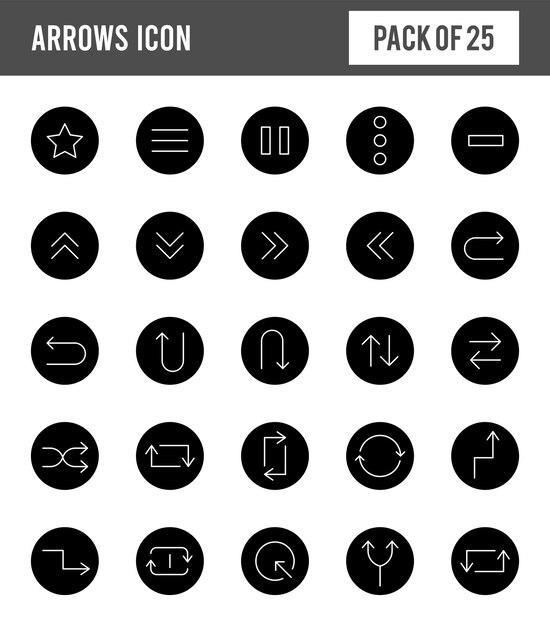 25 Arrows Glyph icon pack vector illustration